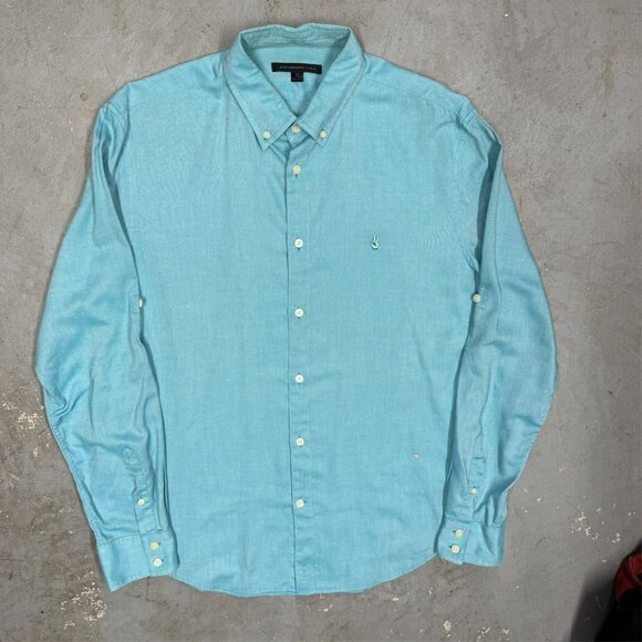 John Varvatos USA Mens Long Sleeve Shirt Button Down Blue Cotton Medium - Picture 2 of 8